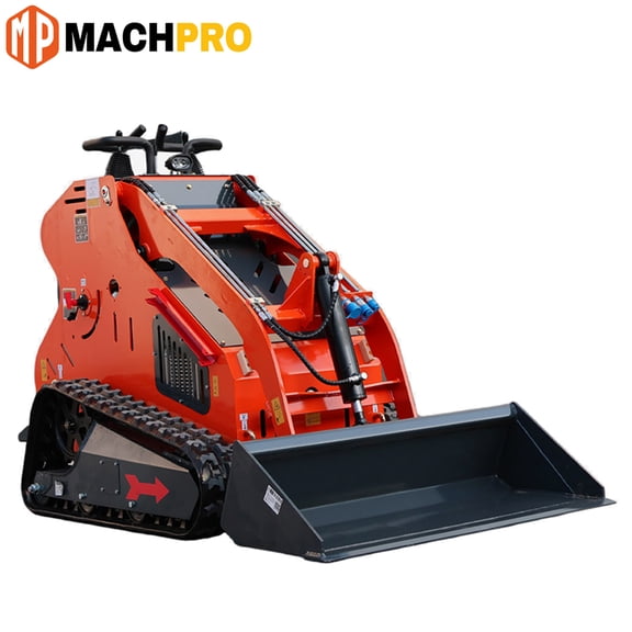 MachPro 24HP Mini Skid Steer Loader EPA Gas Engine, Dual-cylinder, Multi-functional Stand-On Mini Skid Steer Track Loader with Bucket, Hydraulic Drive Compact Track Loader