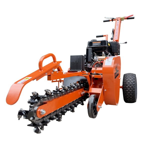 MachPro 420cc Trencher Machine - 24" Depth with Auto Soil Discharge. 15HP Self-Propelled Ditch Digger for Farm, Garden & Cable Laying.