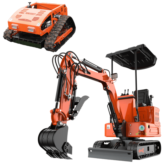 MachPro DS-15Pro Mini Excavator & Remote-Control Slope Mower Bundle The Ultimate Landscaping & Digging Power Combo