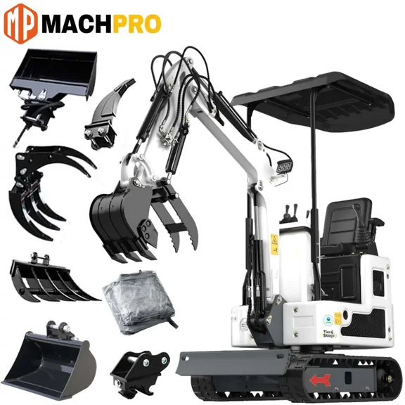 MachPro 13.5hp Mini Excavator with excavator set ,1.2 Ton Pilot Control B&S Gasoline , Work for Tight Space Construction, Landscaping, Farming