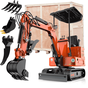 MachPro Mini Excavator with Canopy & Hydraulic Thumb,13.5 HP Briggs & Stratton EPA Gas Engine,61.5 inch Max Digging Depth,Small Crawler Digger for Farm,Landscaping,Backyard Projects,Orange