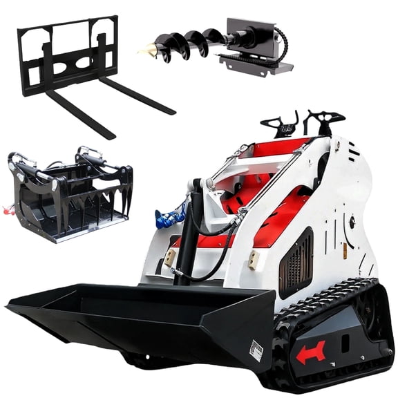 MachPro Mini Skid Steer Loader 13.6HP Briggs & Stratton Stand-On Compact Track Loader with Bucket & 3 Attachments for Landscaping & Construction