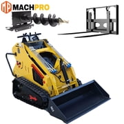 MachPro Mini Skid Steer Loader 13.5 Rato Stand-On Compact Track Loader with Bucket & 2 Attachments for Landscaping & Construction