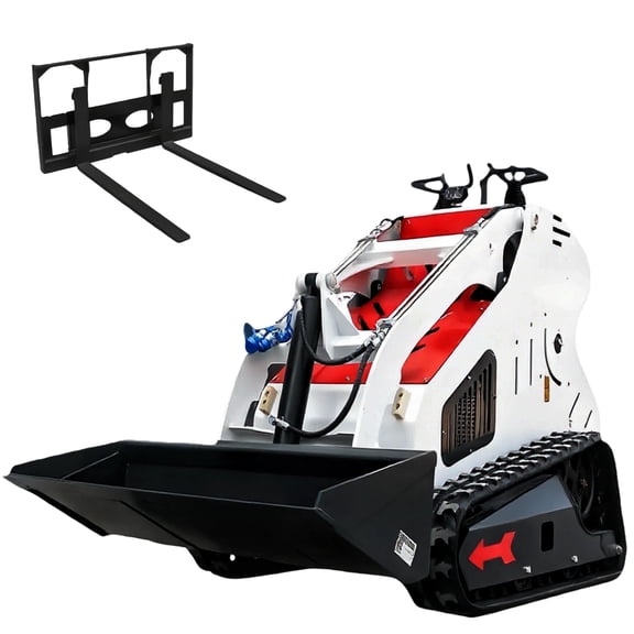 MachPro Mini Skid Steer Loader 13.6HP Briggs & Stratton Stand-On Compact Track Loader with Bucket & Pallet Fork for Landscaping & Construction
