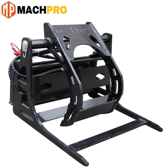 MachPro Mini Skid Steer Loader Attachment Tools Material Handling Tool Quick Connection Installation, 25" Hydraulic Grapple
