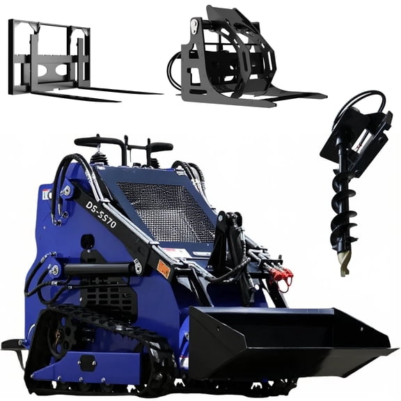 MachPro Mini Skid Steer Loader with 3 Attachments, 22HP Multifunction Stand-On Crawler Skid Steer Machine, Hydraulic Drive Compact Track Loader