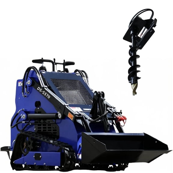 MachPro Mini Skid Steer Loader with Auger, Bucket, 22HP Multifunction Stand-On Crawler Skid Steer Machine, Hydraulic Drive Compact Track Loader