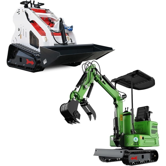 MachPro Power Combo: 2000lb Mini Excavator + DS-S40 Skid Steer Loader Dual 13.5HP Briggs & Stratton Engines, 36" Compact Design for Digging, Lifting & Landscaping
