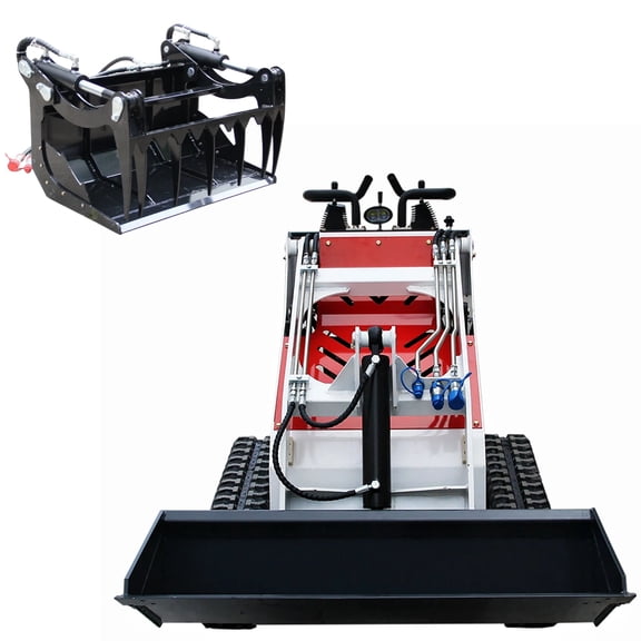 MachPro Stand-On Mini Skid Steer Loader with Briggs & Stratton 13.6HP Engine, Compact Track Loader with Clamp for Landscaping, Farm & Property Maintenance