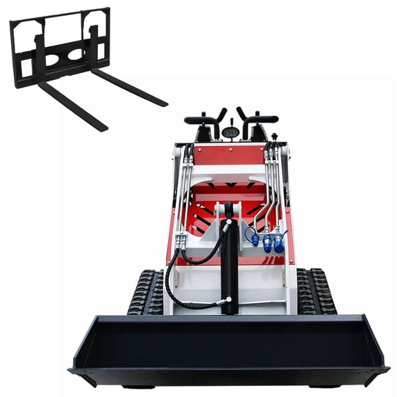 MachPro Stand-On Mini Skid Steer Loader with Briggs & Stratton 13.6HP Engine, Compact Track Loader with Pallet Fork for Landscaping, Farm & Property Maintenance