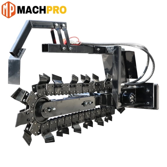 MachPro Tungsten Teeth Heavy Duty Skid Steer Trencher Attachment Universal Quick Attach for loader