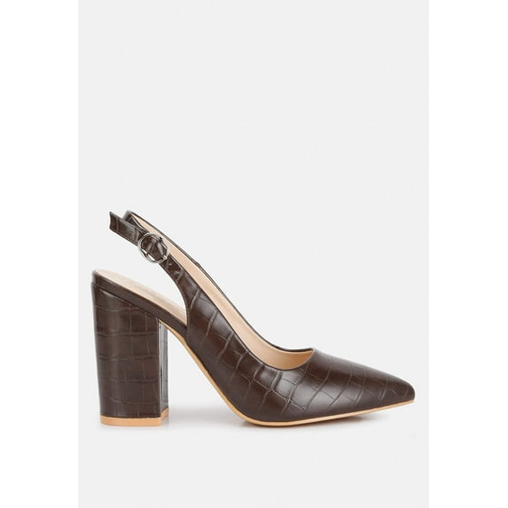 Macha Croctexture Sling Back Heels