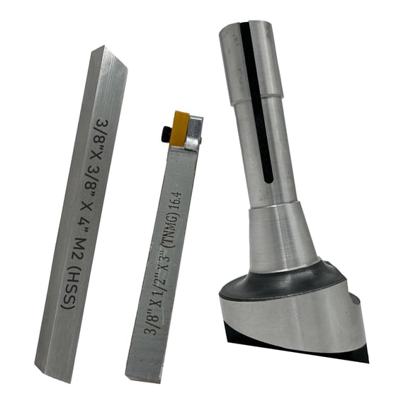 Machel 2.5" Fly Cutter with R8 Shank (7/16" UNF Drawbar) for Milling Machines Includes 3/8" Square HSS Tool Bit and Indexable Carbide Insert Tool