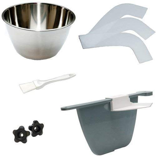 Machine Accessory Kit for ChocoVision Revolation V Chocolate Tempering Machine contains Bowl, Baffle with Clip, 3-Pack of Scrapers, 2 Knobs, Baffle Brush