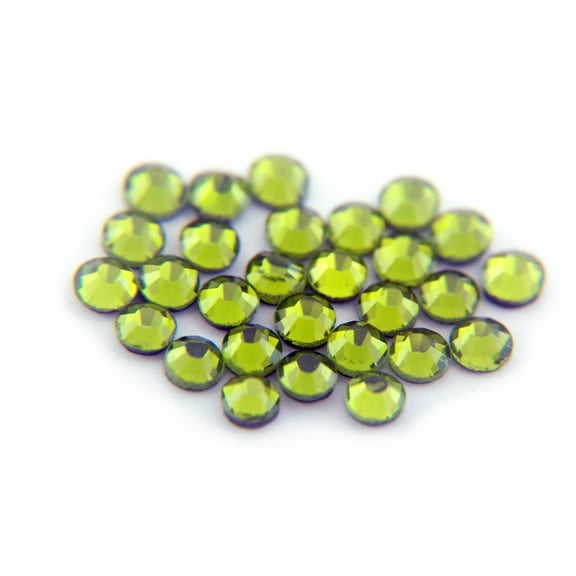 Machine Cut Hot Fix Rhinestones by Threadart SS6 (2mm) Peridot 10 Gross (1440 stones/pkg) Hotfix Rhinestones - 25 Colors and 5 sizes available