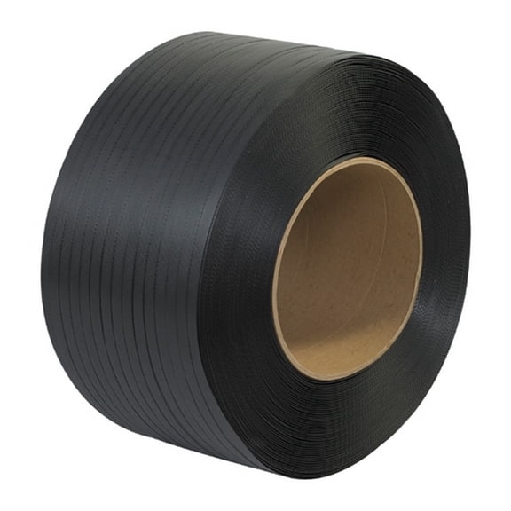 Machine Grade Polypropylene Strapping Black 1/2" X .015 X 9000' Roll On 8" X 8" Core