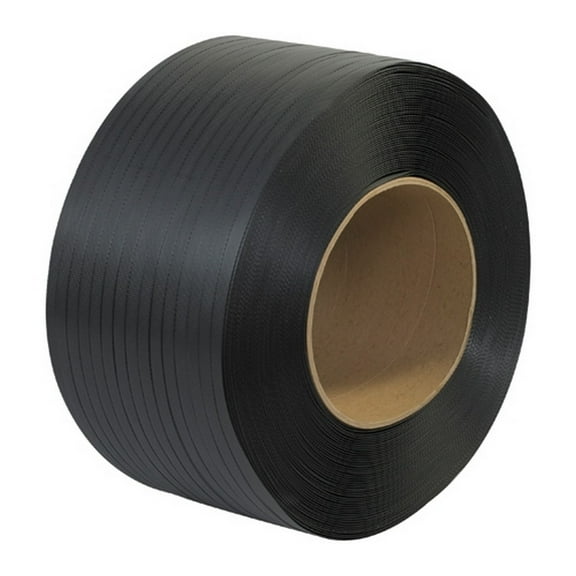 Machine Grade Polypropylene Strapping Black 1/2" X .026 X 6600' Roll On 9" X 8" Core