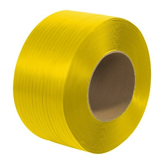 Machine Grade Polypropylene Strapping Yellow 1/2" X .020 X 9000' Roll On 9" X 8" Core
