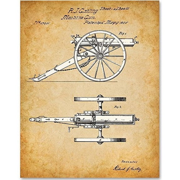 Machine Gun - 11x14 Unframed Patent Print - Great Gift for Gun or Civil War Enthusiasts