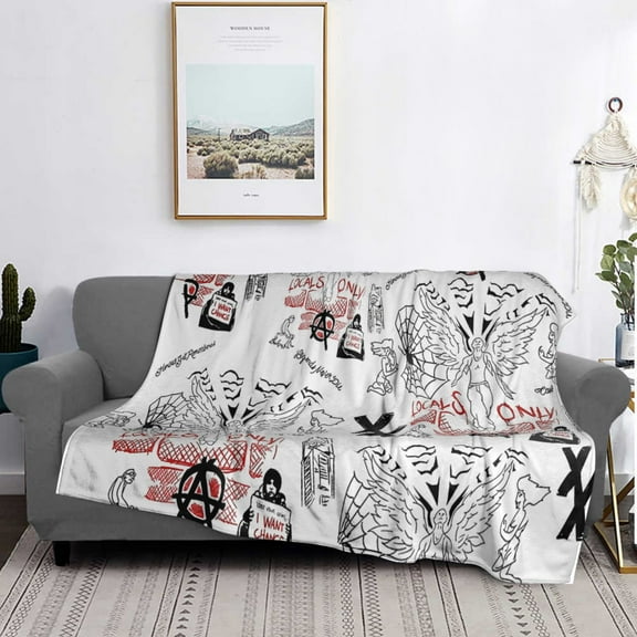 Machine Gun Kelly Tattoos Flannel Blanket Funny Ultra-Soft Micro Warm Throw Blanket Fleece Blanket Interesting Gift 40"X30"