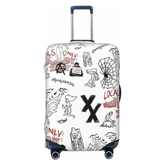 Machine Gun Kelly Tattoos Luggage Cover Approved Travel Suitcase Protector Elastic Washable Baggage Covers For 18-21 Inch Luggage