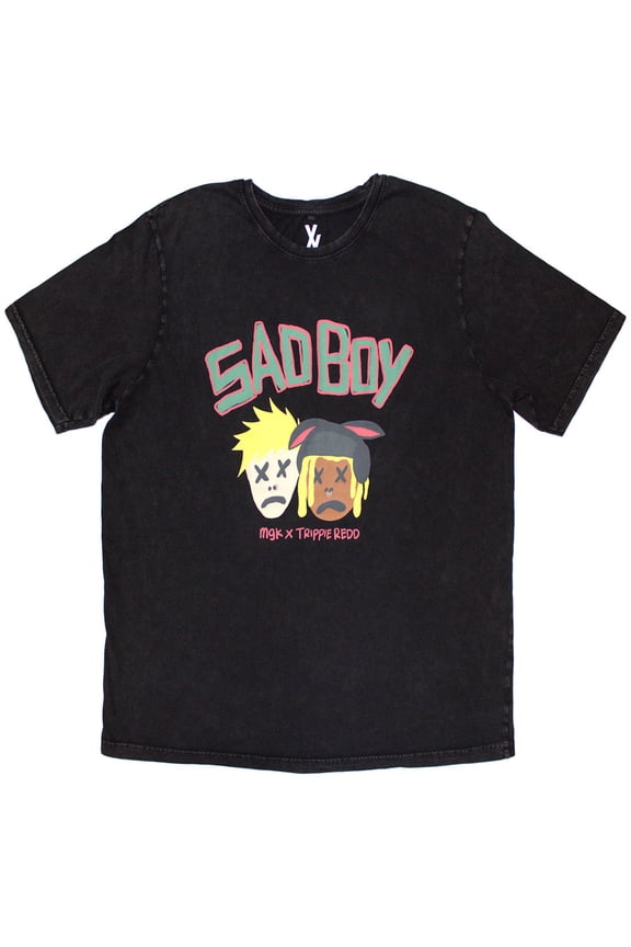 Machine Gun Kelly Unisex Stone Wash T-Shirt Sad Boy (Black)