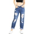 thumbnail image 1 of Machine Jeans Women's High Rise Straight Leg Distressed Jeans (Denim, 1), 1 of 4