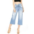 thumbnail image 1 of Machine Jeans Women's Juniors High Waist Crop Denim Culottes Jeans (9, Denim), 1 of 4