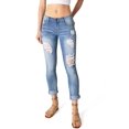 thumbnail image 1 of Machine Jeans Women's Juniors Mid Waist Distressed Denim Crop Skinnys (Medium Denim, 0 ), 1 of 4
