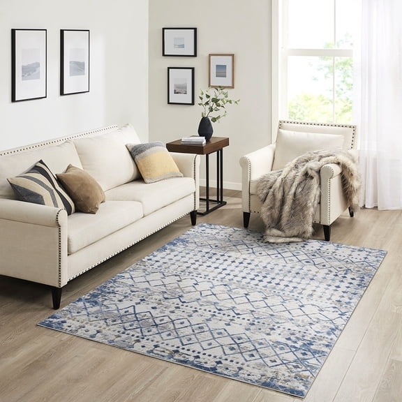 Machine Made Area Rug - Colorful Print - High Traffic Home Areas - Multiple Color Sizes