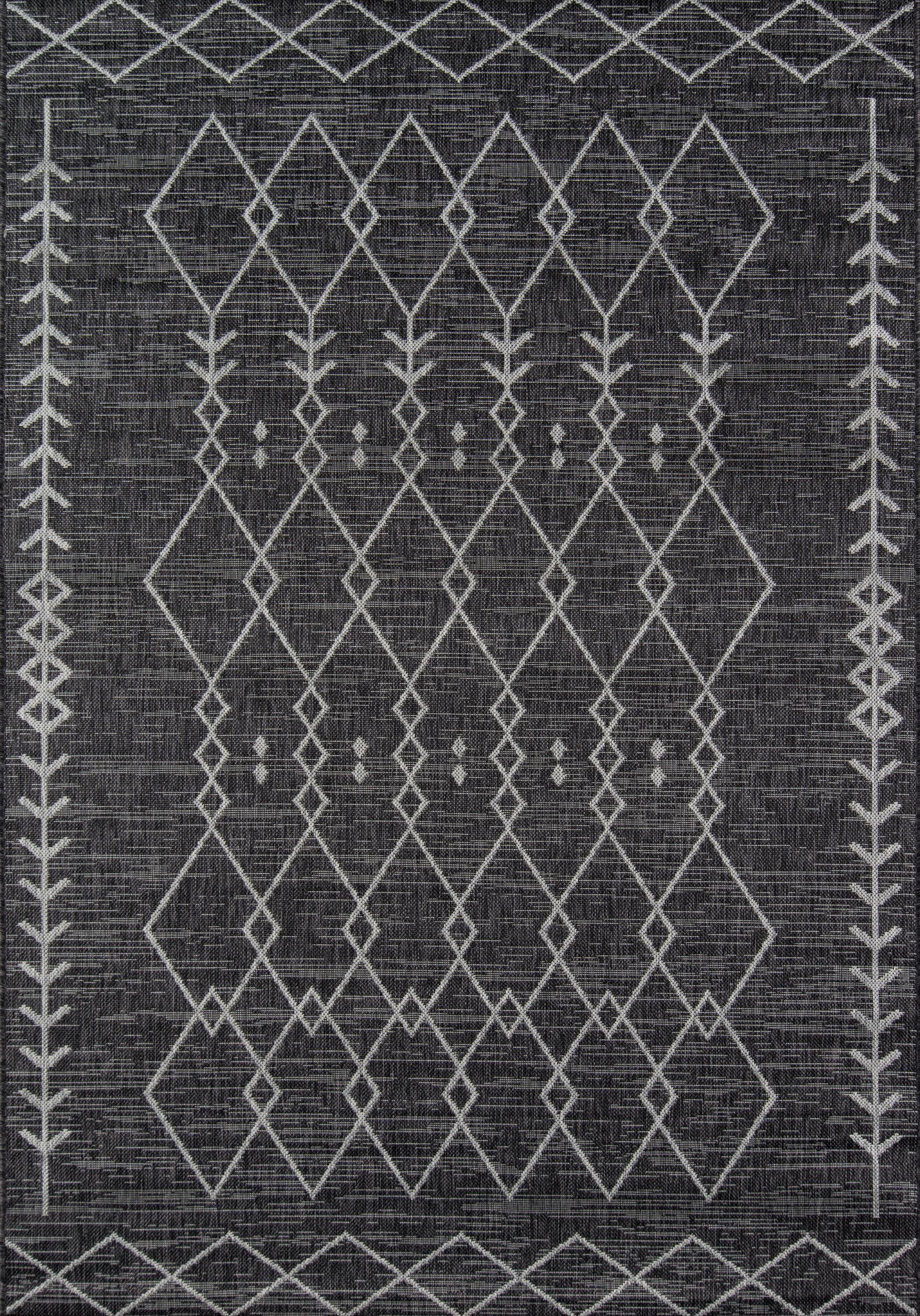 Machine Made Charcoal Charcoal Indoor/Outdoor Rugs