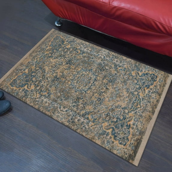 Machine Made Polyester 2'x3'10'' Durable Indoor Outdoor Rectangular Washable Oriental Pattern Footmat MFM0100