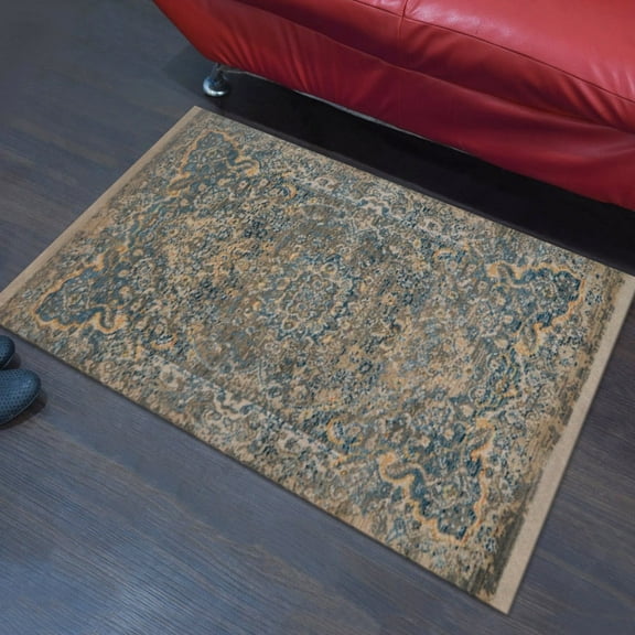 Machine Made Polyester 2'x3'10'' Durable Indoor Outdoor Rectangular Washable Oriental Pattern Footmat MFM0100