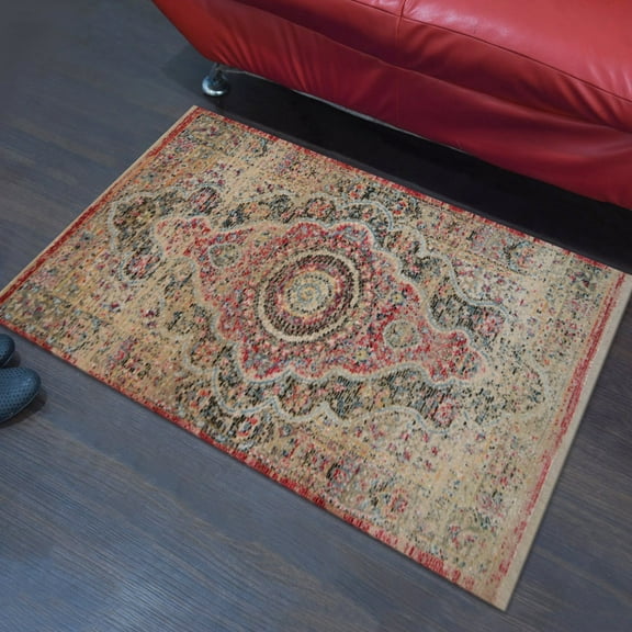 Machine Made Polyester 2'x3'10'' Durable Indoor Outdoor Rectangular Washable Oriental Pattern Footmat MFM0103