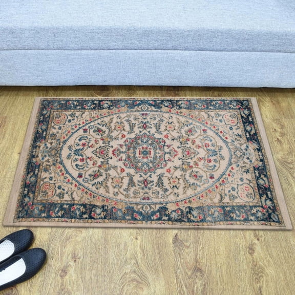 Machine Made Polyester 2'x3'10'' Durable Indoor Outdoor Rectangular Washable Oriental Pattern Footmat MFM0105