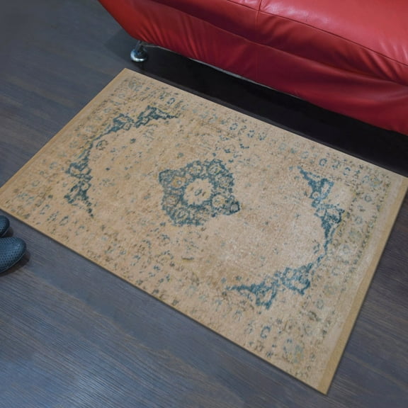 Machine Made Polyester 2'x3'10'' Durable Indoor Outdoor Rectangular Washable Oriental Pattern Footmat MFM069