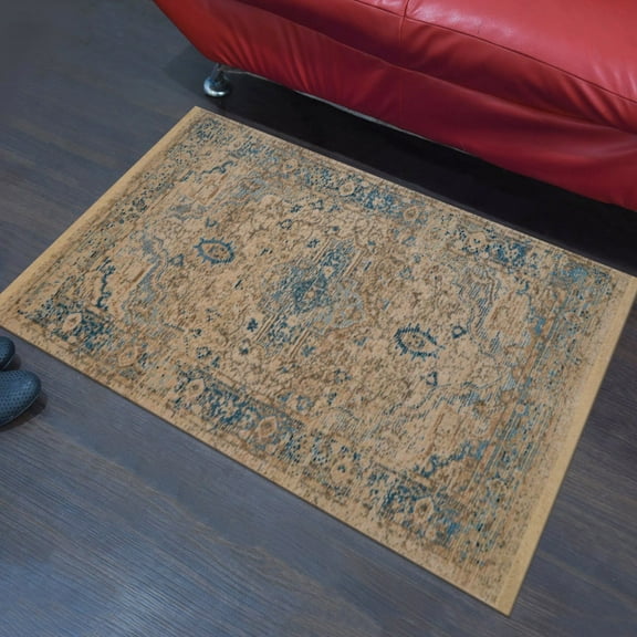 Machine Made Polyester 2'x3'10'' Durable Indoor Outdoor Rectangular Washable Oriental Pattern Footmat MFM072
