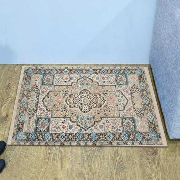 Machine Made Polyester 2'x3'10'' Durable Indoor Outdoor Rectangular Washable Oriental Pattern Footmat MFM099