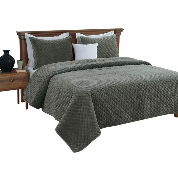 Machine Quilted Quilt with Sham in Dark Gray (King: 104 in. L x 92 in. W (11.02 lbs.))