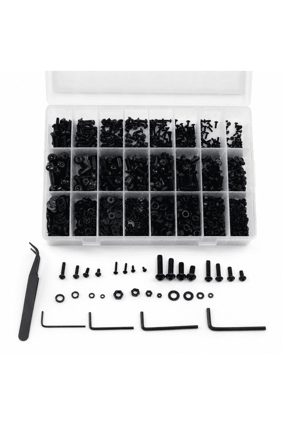 Machine Screw Assortment Kit M2 M3 M4 M5 Metric Bolts and Nuts Kit with Lock and Flat Washers Hex Button Head 10.9 Alloy Steel Cap Screw Set with Allen Wrench 2020 Pcs
