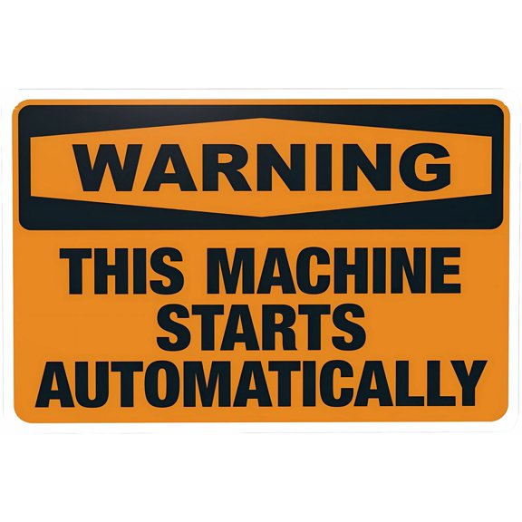 This Machine Starts Automatically Warning Sign - 8"x12" Security Safety Metal Sign, Vintage Caution Poster for Business Office Home Street Road, Machinery Safety