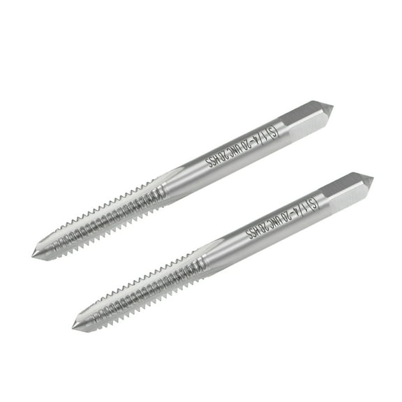 Machine Tap 1/4-20 UNC Thread Pitch 2B Class 3 Flutes High Speed Steel 2pc