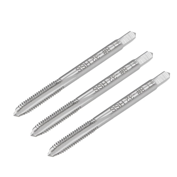 Machine Tap 8-32 UNC Thread Pitch 2B Class 3 Flutes High Speed Steel 3 Pcs