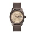 thumbnail image 1 of Machine Three-Hand Day-Date Brown Stainless Steel Mesh Watch, 1 of 3