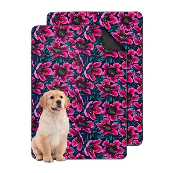 Machine Wash Safe Dog Potty Pads 24x35 Inch, 2-Pack Floral Print Mats Maintaining Shape Through Multiple Cleaning