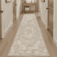 thumbnail image 1 of Machine Washable 2x6 Runner Rug, Non Slip Stain Resistant Vintage Floral Long Runner for Hallways Kitchen Bathroom, Soft Low Pile-Brown, 1 of 7