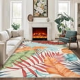 thumbnail image 1 of Machine Washable 4x6 Area Rug Non-Slip Non-Shedding Modern Imitation Print Low Pile Leaf Carpet Foldable Stain-Resistant Guest Room, 1 of 7
