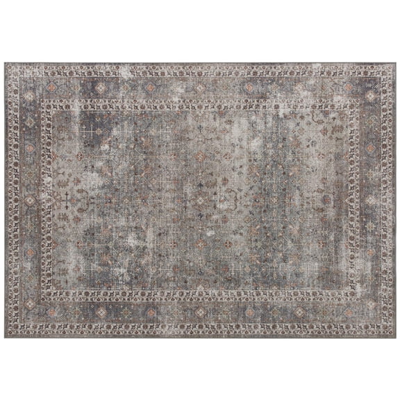 Machine Washable 5x7 Non Slip Traditional Foldable Area Rug Dark Mixed Brown for Living Room