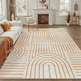 thumbnail image 1 of Machine Washable 8x10 Area Rugs, Midcentury Modern Non Slip Stain Resistant Rug for Living Room, Playroom, Bedroom, Soft Low Pile Large Carpet-Beige, 1 of 7