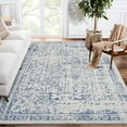 thumbnail image 1 of Machine Washable 9x12 Area Rugs Vintage Rugs Non Slip Low Pile Water Resistant Soft Print Pattern Carpet Indoor Decor Polyester Rug Blue, 1 of 7